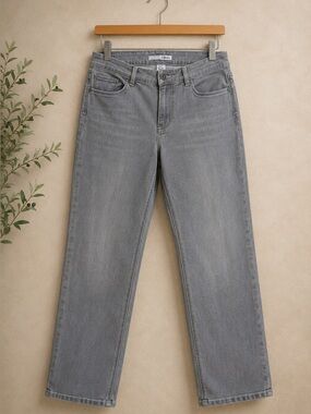 Chico’s Platinum Gray Straight Leg Stretch Jeans Women’s Size 2 Regular